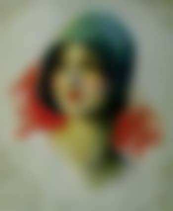 Girl in green cloche hat (preview)