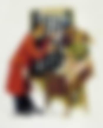 Silhouette artist with young mother and boy posing (preview)