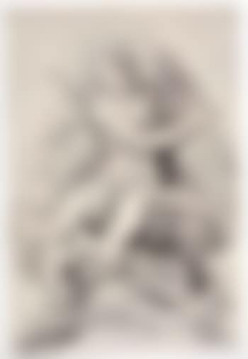 Angel seated on clouds, praying and looking down to it's right (preview)