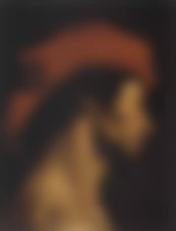 Head of a young man in profile, wearing a red hat (preview)