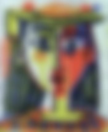 Portrait de femme au chapeau a pompons et au corsage imprime (preview)