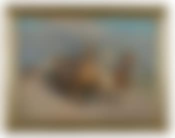 Horse-drawn wagons with horses galloping at full speed (preview)