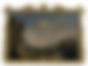 Mediterranean harbour with shipping and figures on a quay by a ruined classical temple (preview)