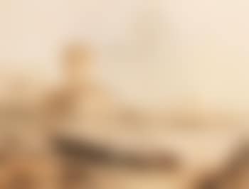 Sailors hauling a boat up a beach, a tower beyond (preview)