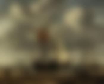 Coastal landscape with pinks, state barge amd man-o-war in a calm (preview)