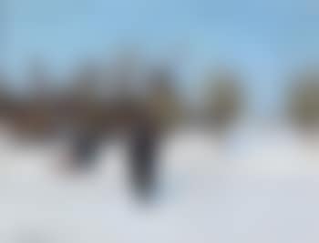 Winter landscape with sunshine and man shovelling snow (preview)