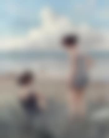 Two friends wearing bathing costumes on beach (preview)