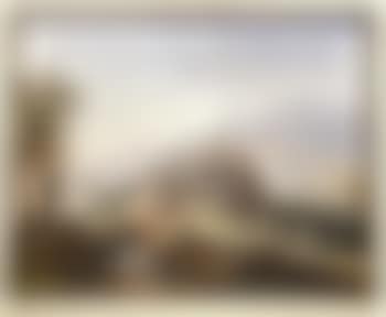 Un paysage avec une ville fortifiee sur une colline, un estuaire dans le (preview)