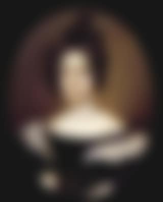 Lady wearing blue dress, sleeves bordered with lace (preview)