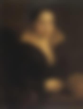 Portrait of lady seated with hand resting on basket (preview)