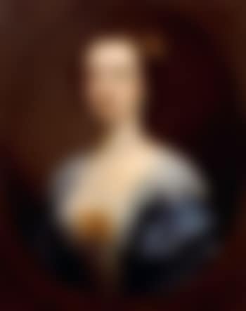Portrait of gentleman. Portrait of wife in blue satin dress and lace trimmed fichu (preview)