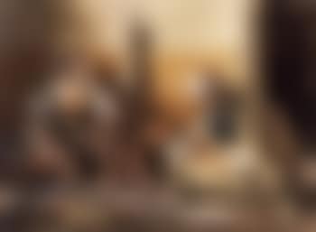 Arab scribe with seated woman in Moroccan interior (preview)