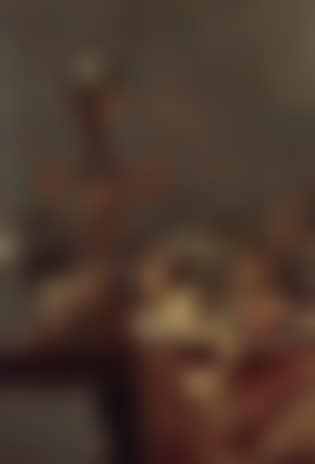 Lemon, orange, silver platter, pie, roemer, tazza on table (preview)