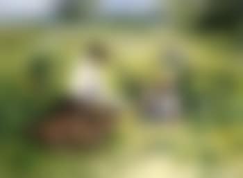 By the sandbox - mother and baby in landscape (preview)