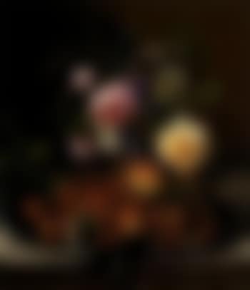 Still life with roses and strawberries on silver salver (preview)