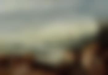 Mountainous landscape with figures near river (preview)