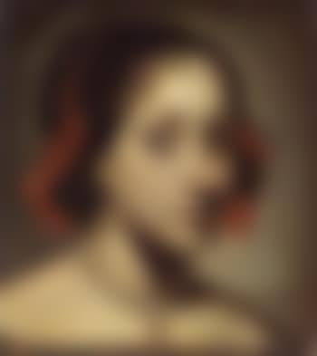 Head of young woman with red ribbon in her hair (preview)
