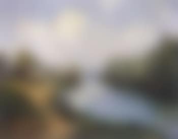 Summer river landscape with boats and farmstead (preview)
