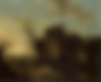 Sportsmen by ruined gatehouse in extensive landscape (preview)