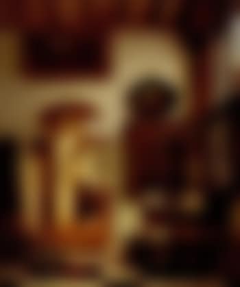 Lady in interior, still life of game and vegetables (preview)