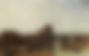 Cattle by river with bridge and ruins beyond (preview)