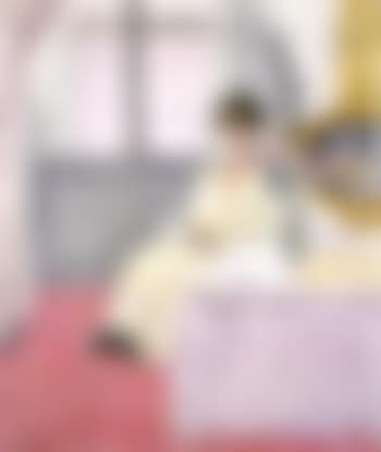 Femme lisant devant une table et bouquet, Nice (preview)