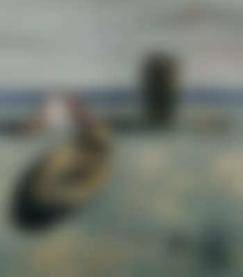 Surrealist landscape, men and boat (preview)