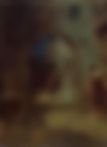 Young man serenading young lady listening behind arch (preview)