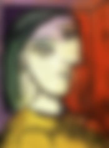 Buste de femme dans une chambre rouge et violette (preview)