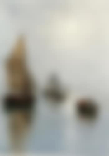 Moonlit seascape with boats (preview)