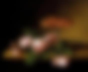 Still life of red roses and strawberries in glass dish (preview)