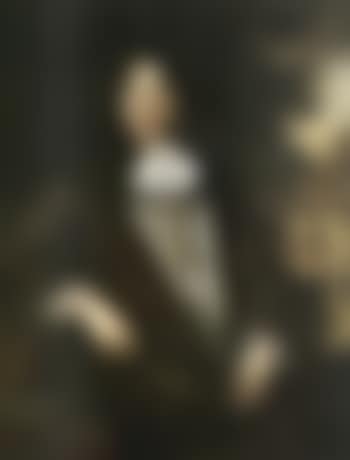 Portrait of gentleman wearing brown robe trimmed with blue (preview)