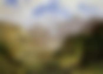Tyrolean landscape, two figures and dog on track (preview)