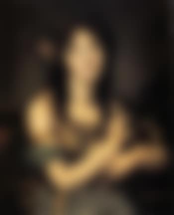 Portrait of a young girl crowning a dog (preview)