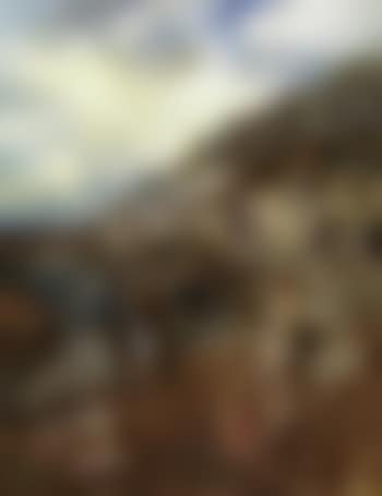 Mousehole, Cornwall, with fishermen, female and children conversing on the cobbled quayside (preview)