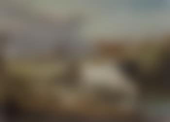 Farm animals by pool in stormy landscape (preview)