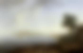 Greek coastal landscape with a fortress on the shore. Panoramic coastal landscape withs shepherds (preview)