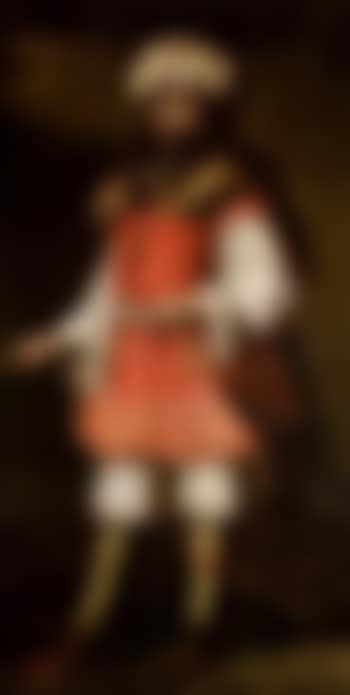 Portrait of King Almanzor wearing a red tunic and fur cape (preview)