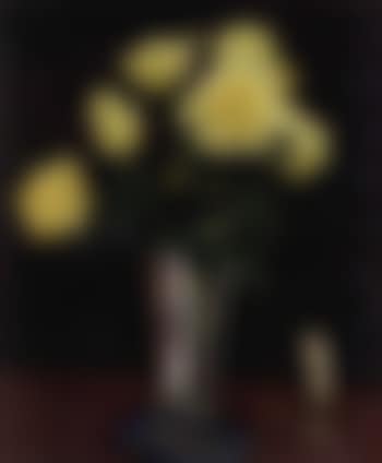 Still life of yellow roses in silver vase (preview)
