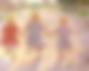 Three small girls with plaited hair running holding hands in Daphnesvej (preview)