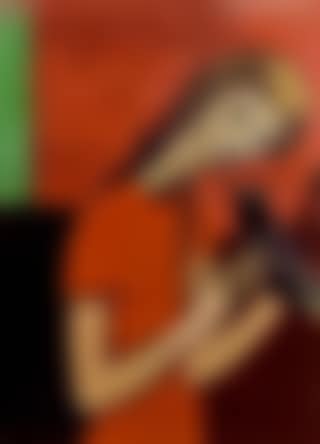 Girl in red with bird (preview)