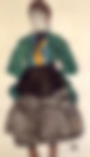 Frau in gruner bluse mit muff (preview)