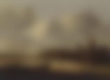 River landscape with fishermen hauling in nets, village beyond (preview)