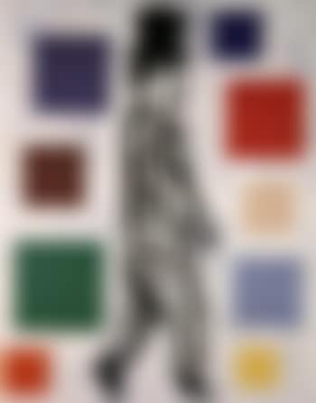 Abstract painting with walking man (preview)
