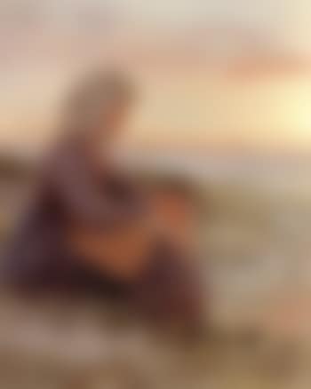Fishergirl seated by sea, Hornbaek (preview)