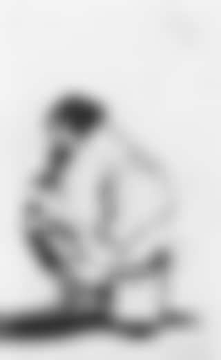 Woman squatting on an upturned hat (preview)