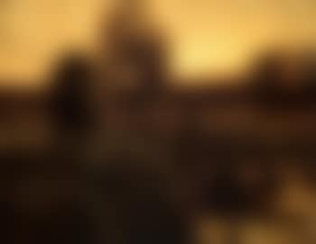 Before the light goes, self portrait of the artist with his dog in a landscape (preview)