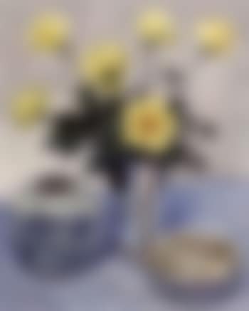 Still life of yellow roses in silver vase (preview)