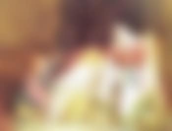 Interior with a child in a rushwork cot, mother and young girl by her side (preview)