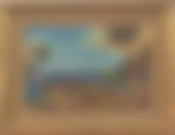 Sunset by the coast overlooking trees and house (preview)